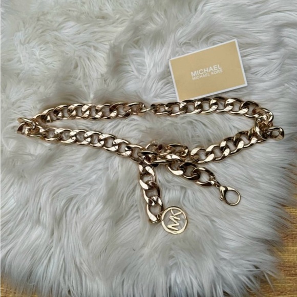 💰 Michael Kors Designer Y2K Gold Chain Logo Belt - Picture 3 of 4